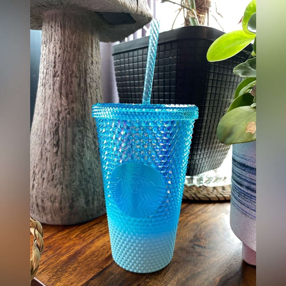 New 16oz Starbucks Glacier Blue Studded Ombré Tumbler Cold Cup 2023 Travel Mug